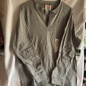 Gray Long Sleeve Henley Shirt